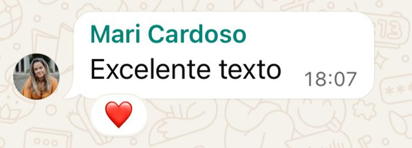 Mensagem de Mari Cardoso: Excelente texto.