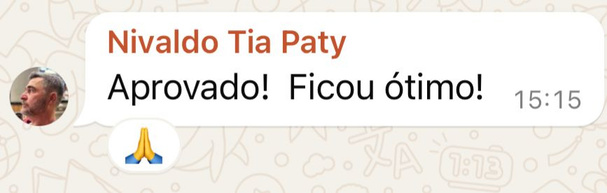 Mensagem de Nivaldo: Aprovado! Ficou ótimo!