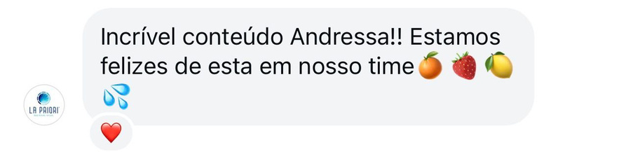 Mensagem: Incrível conteúdo Andressa! Estamos felizes de esta em nosso time.